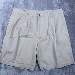 Cutter & Buck Mens 42 Pleated Khaki Shorts Tan Twill Casual Golf Walking Shorts